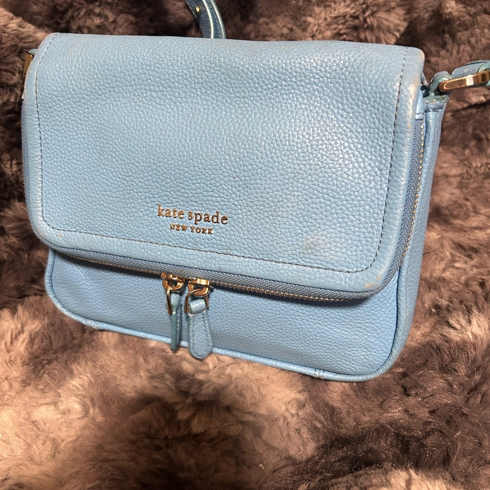 kate spade Powder Blue Pebbled Leather Crossbody Bag